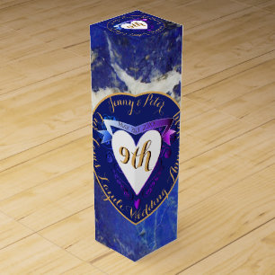 9th Wedding Anniversary Lapis Lazuli Color Wine Box