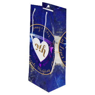 9th Wedding Anniversary Lapis Lazuli Color Wine Gift Bag