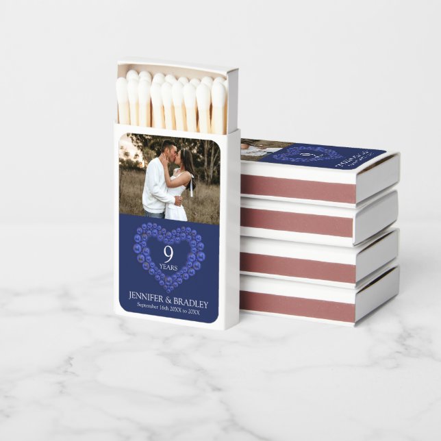 9th wedding anniversary lapis lazuli favor matchboxes (Stacked)