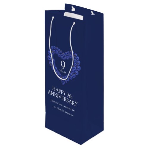 9th wedding anniversary Lapis Lazuli heart blue Wine Gift Bag