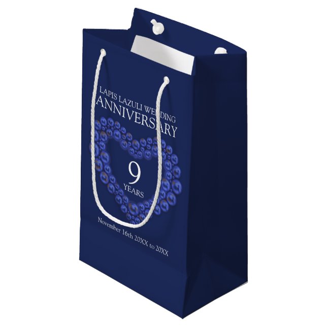 9th wedding anniversary Lapis Lazuli heart photo Small Gift Bag (Front Angled)
