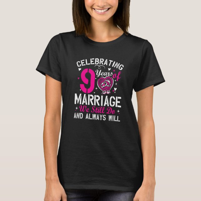 9th Wedding Anniversary Matching Couple Men Women  T-Shirt (Front)