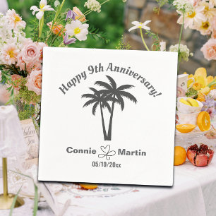 9th Wedding Anniversary Palm Trees Napkins
