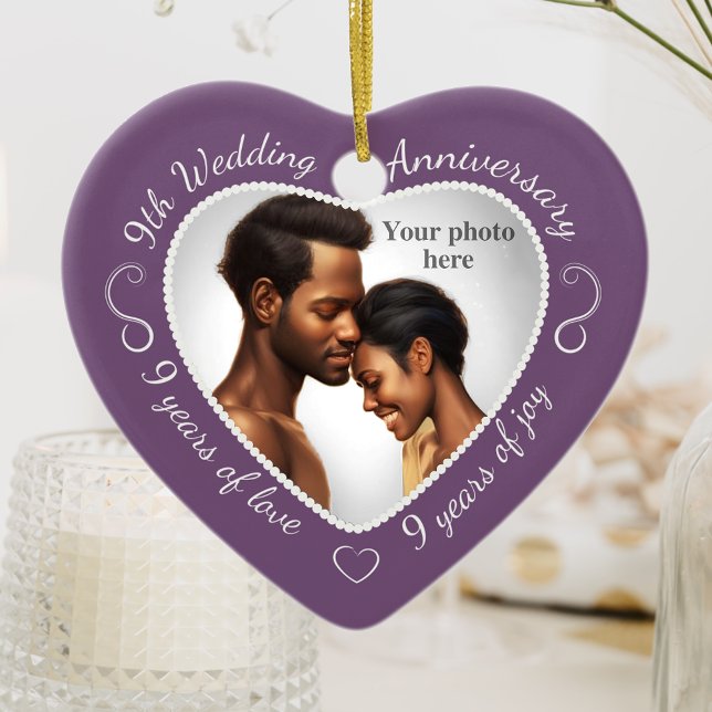 9th Wedding Anniversary Photo Ceramic Ornament (Creator Uploaded)