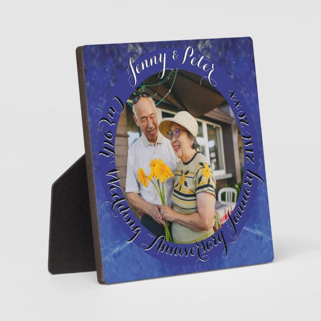 9th Wedding Anniversary Round Lapis Lazuli Frame (Front)