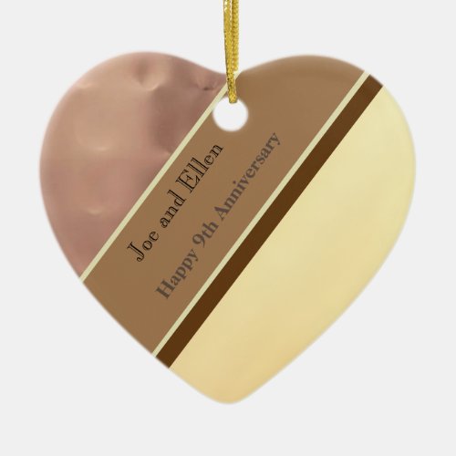 9th Wedding Anniversary Willow and Copper Ceramic Ornament