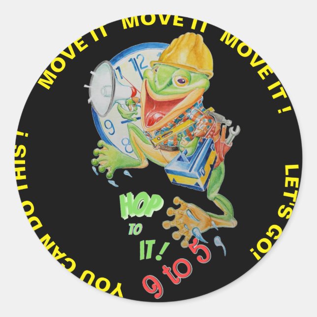 9to5 Motivator Frog Sticker  (Front)