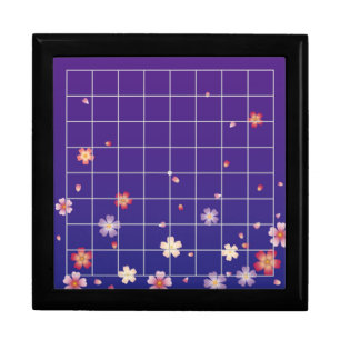 9x9 Blue & Purple Floral Goban 75% Scale Storage Gift Box