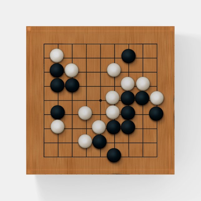 9x9 Go Board with Stones Paperweight (Front)