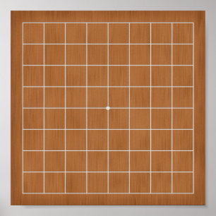 9x9 Goban with White Lines Gameboard or Decoupage Poster