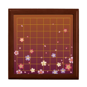 9x9 Gold & Plum Floral Goban 75% Scale Storage Gift Box