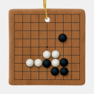 9x9 Igo Board with Stones Personalized Ceramic Ornament