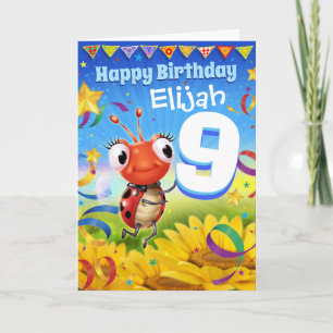 9yrs Custom birthday card Little Ladybug range