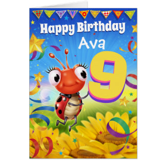 9yrs Custom birthday card Little Ladybug range