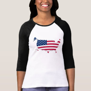 Wedding American Flag Map Of The United States T-Shirt