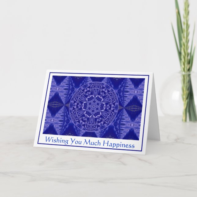A001 Snowflake Mandala.Blue.Customizable.Card 2 Holiday Card (Front)