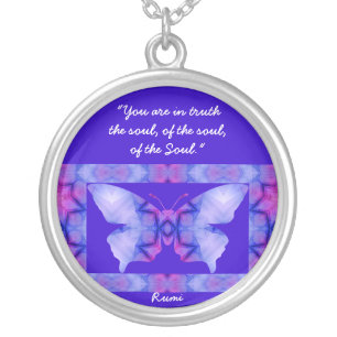 A01. Butterfly - With Quote - Necklace.3 Silver Plated Necklace