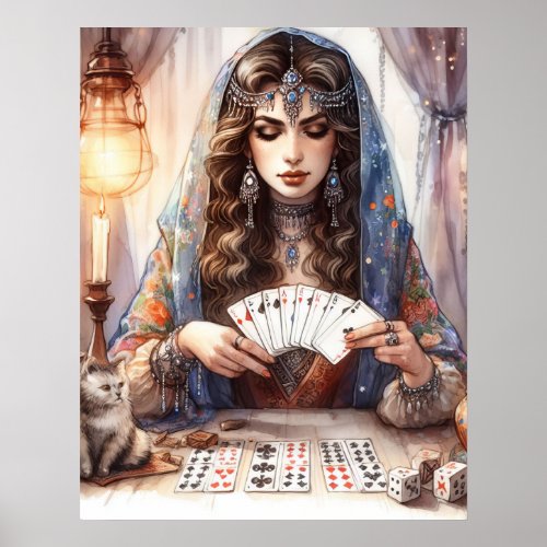 *~*  A100 9 Psychic Boho Gypsy Woman Poster