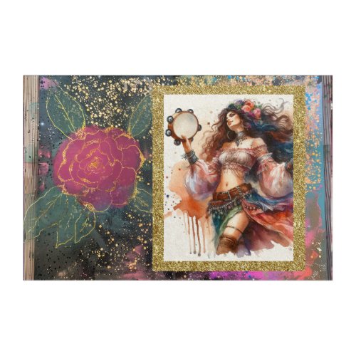 *~* A100 Glitter Boho Gypsy Woman Dancer Acrylic Print