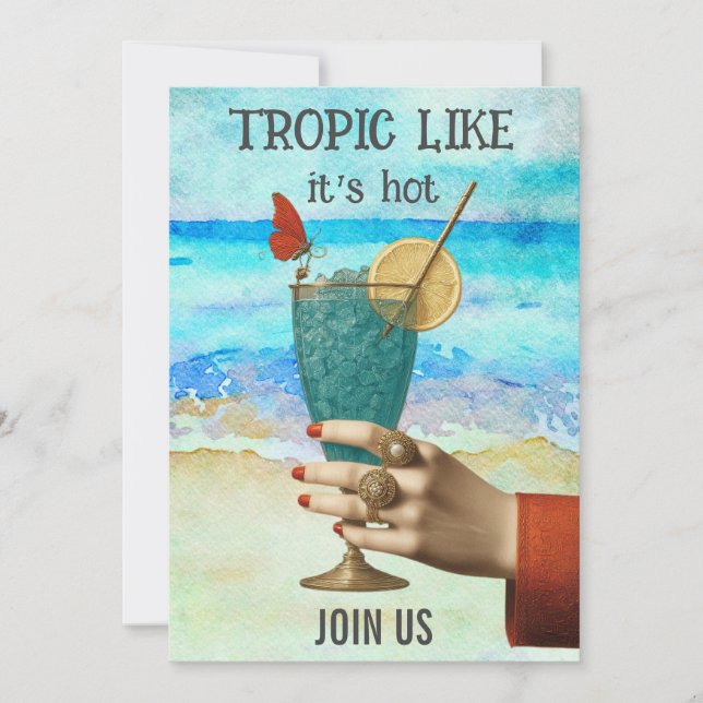 *~*  A101 21 Beach Cocktail PHOTO BACHELORETTE Invitation (Front)