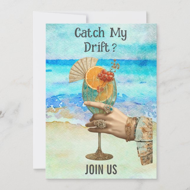 *~*  A101 BACHELORETTE  Beach Cocktail 7  PHOTO  Invitation (Front)