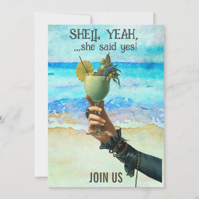*~*  A101 Beach Cocktail 2 PHOTO BACHELORETTE Invitation (Front)