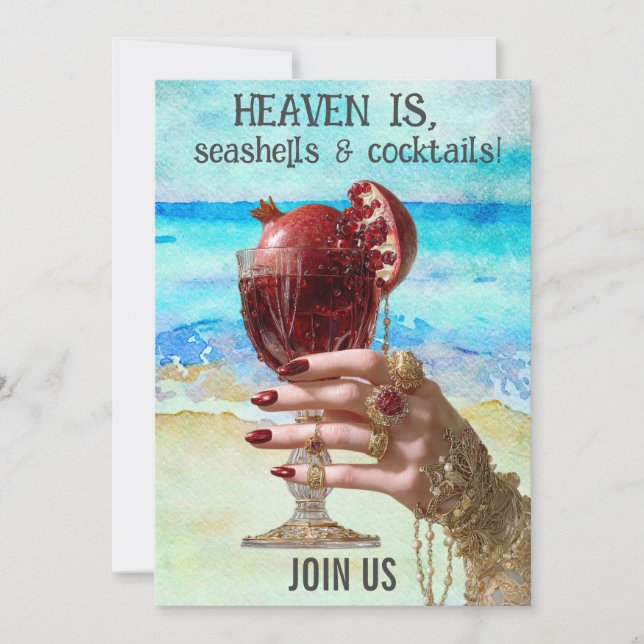 *~*  A101 Beach Cocktail 6 PHOTO BACHELORETTE Invi Invitation (Front)