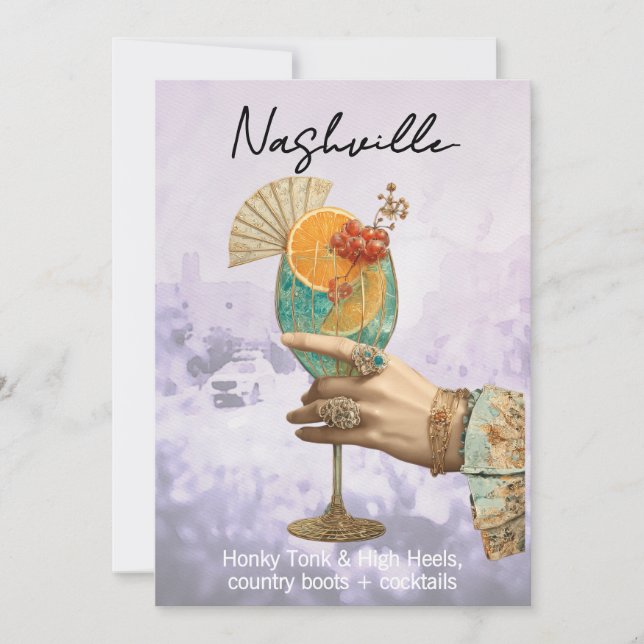 *~* A101 Cocktail PHOTO Nashville 7 BACHELORETTE Invitation (Front)