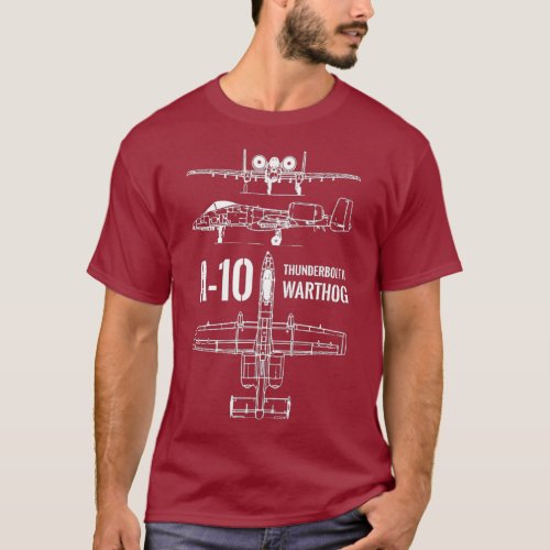 A10 Blueprint  Thunderbolt Ii Warthog  Gift For T_Shirt