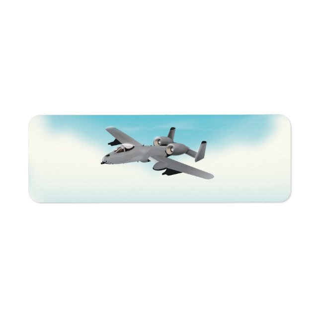 A10 Military Plane Illustration Label (Front)