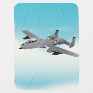 A10 Military Plane Illustration Swaddle Blanket