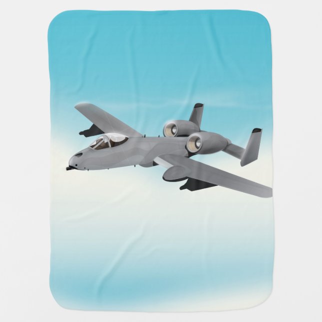 A10 Military Plane Illustration Swaddle Blanket (Front)