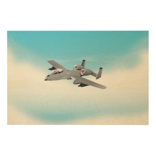 A10 Military Plane Illustration Wood Wall Decor