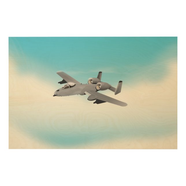 A10 Military Plane Illustration Wood Wall Decor (Front)