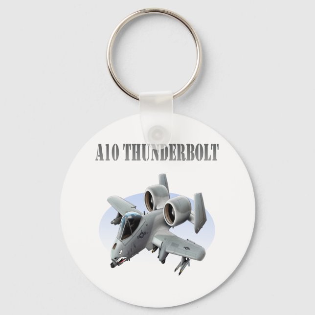A10 Thunderbolt Silver Plane Keychain (Front)
