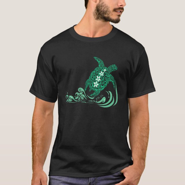 A1a Life Tribal Green Sea Turtle Florida Beaches T-Shirt (Front)
