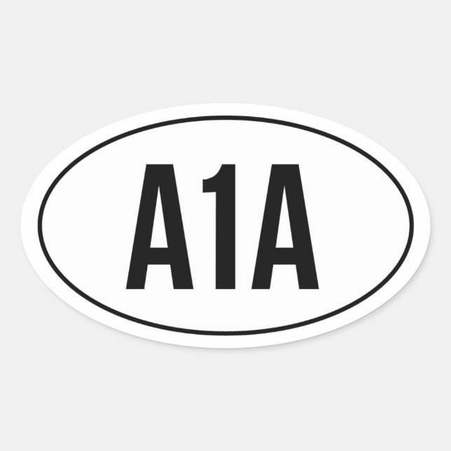 A1A On Oval Highway Number Oval Sticker (Front)