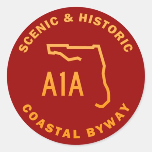 A1A Scenic and Historic Coastal Byway Classic Round Sticker