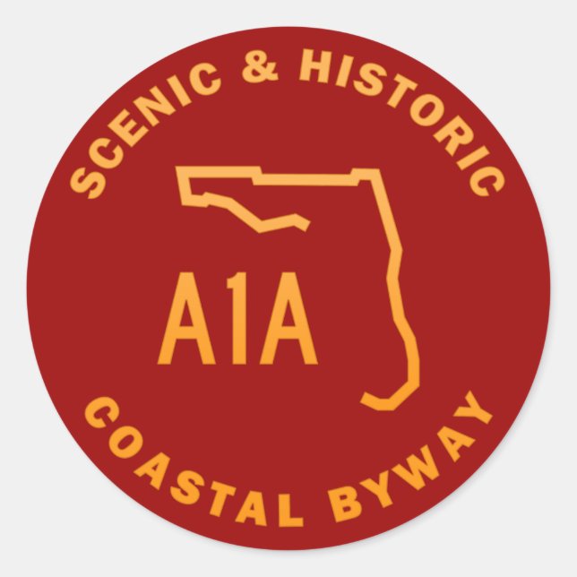 A1A Scenic and Historic Coastal Byway Classic Round Sticker (Front)