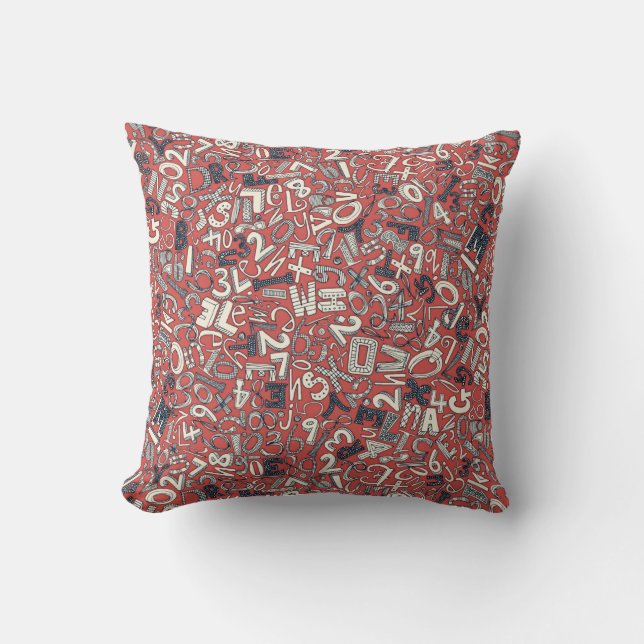 A1B2C3 coral red Throw Pillow (Front)