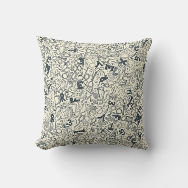 A1B2C3 indigo ivory Throw Pillow (Front)