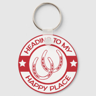 A258 happy place horseshoes red keychain