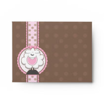 A2 Baby Sheep Pink & Brown Baby Shower Envelopes