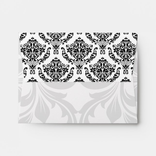A2 Black and White Damask Flap Envelopes (Back (Top Flap))