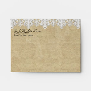 A2 BOHO Printed Burlap n Lace gypsy Modern Mod Envelope