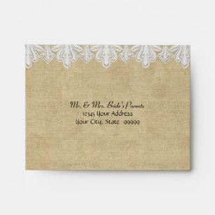 A2 BOHO Printed Burlap n Lace gypsy Modern Mod Envelope