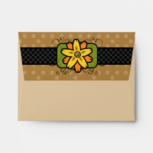 A2 Brown Polka Dot Flower Pastel Envelopes