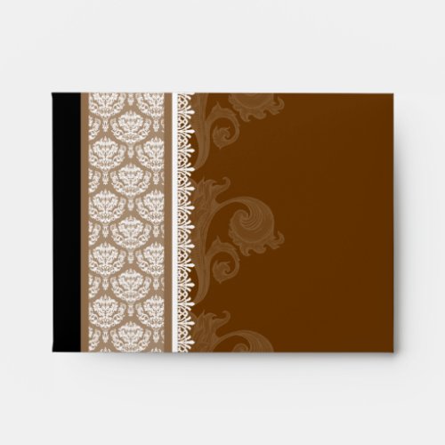 A2 Chocolate Brown One_Side Damask Envelopes
