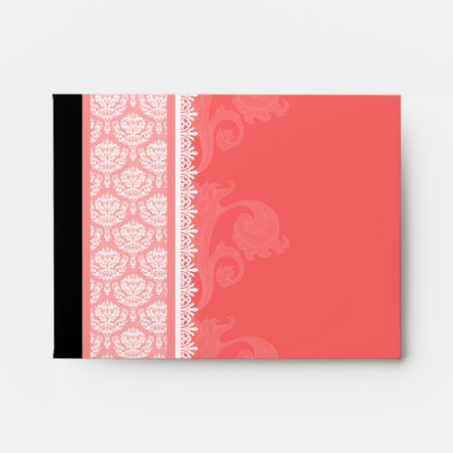 A2 Coral Pink One_Side Damask Envelopes