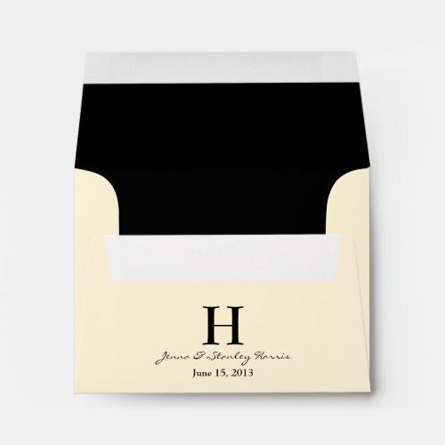 A2 Cream  Black Monogram Wedding Envelopes